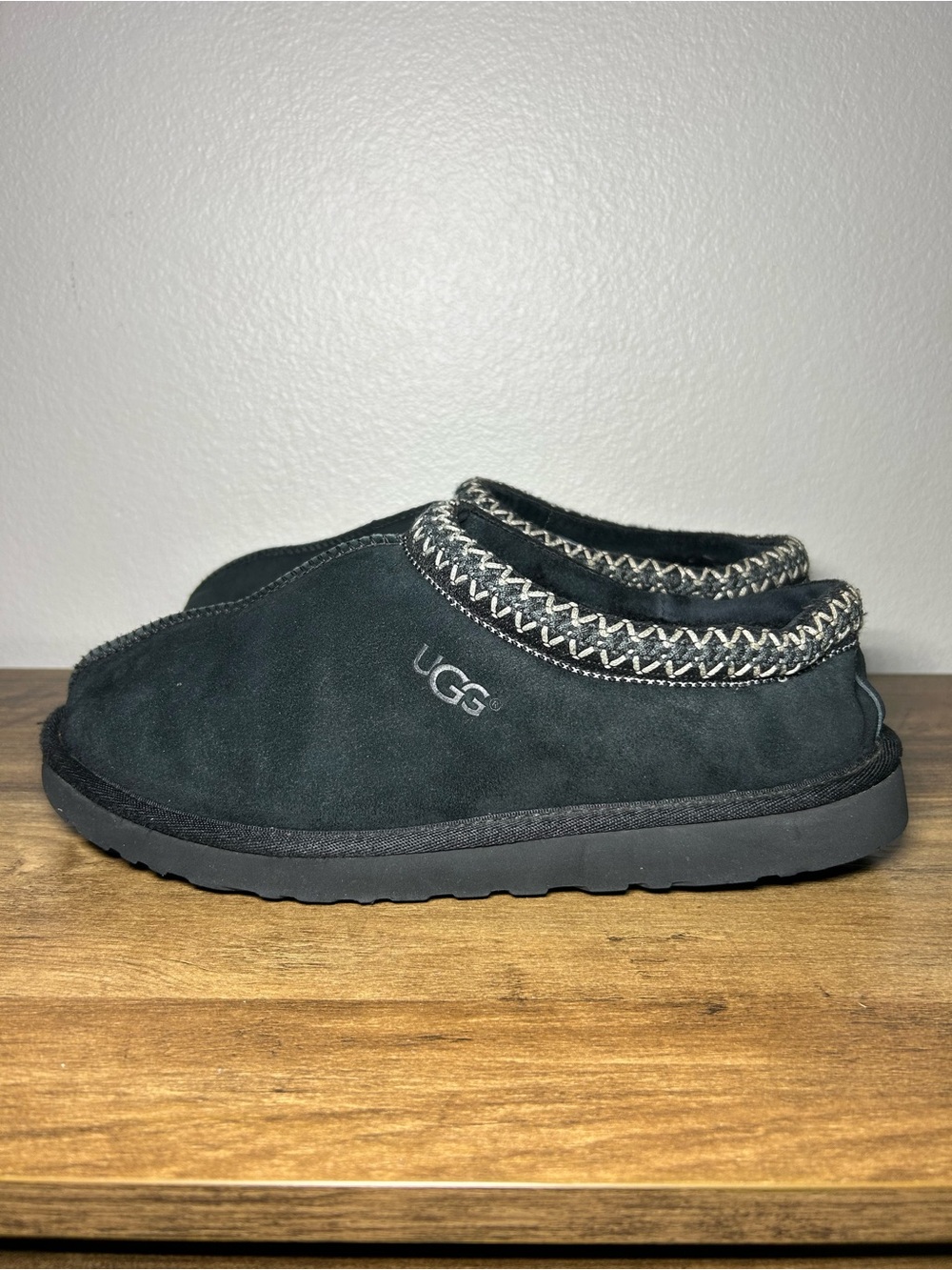 UGG Kids Black Suede Cozy Slip-On Clog